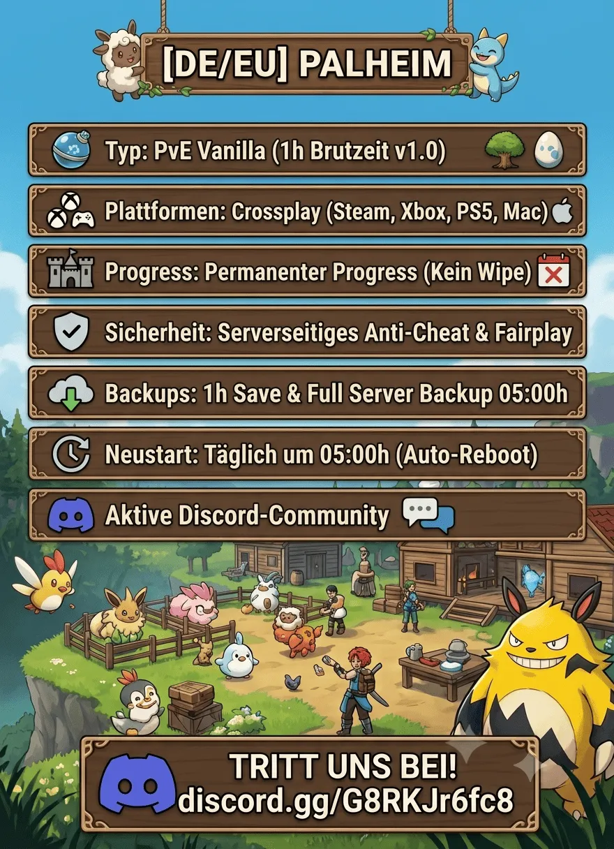 Serverbeschreibungs Banner von [DE] Palheim • Vanilla PvE • Kein Wipe • Crossplay