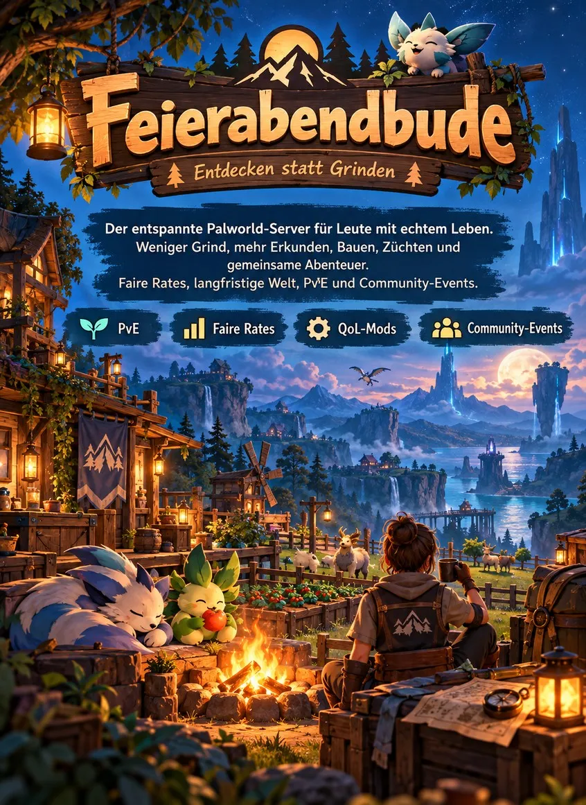 Serverbeschreibungs Banner von GER Feierabendbude  PvE  Entdecken statt Grinden